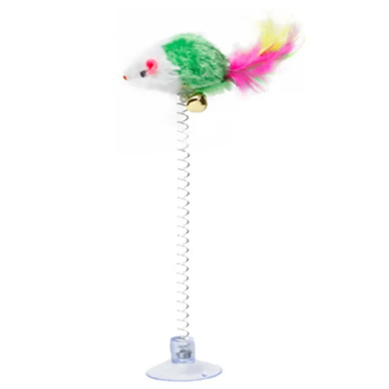 Swinging Mouse Toy with Suction Cup and Bell Interactive Cat Toy