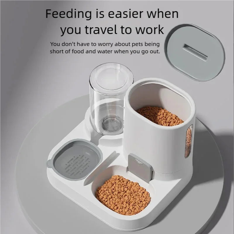 Automatic Gravity Pet Feeder And Water Dispenser Two-in-One Bowl Large Capacity