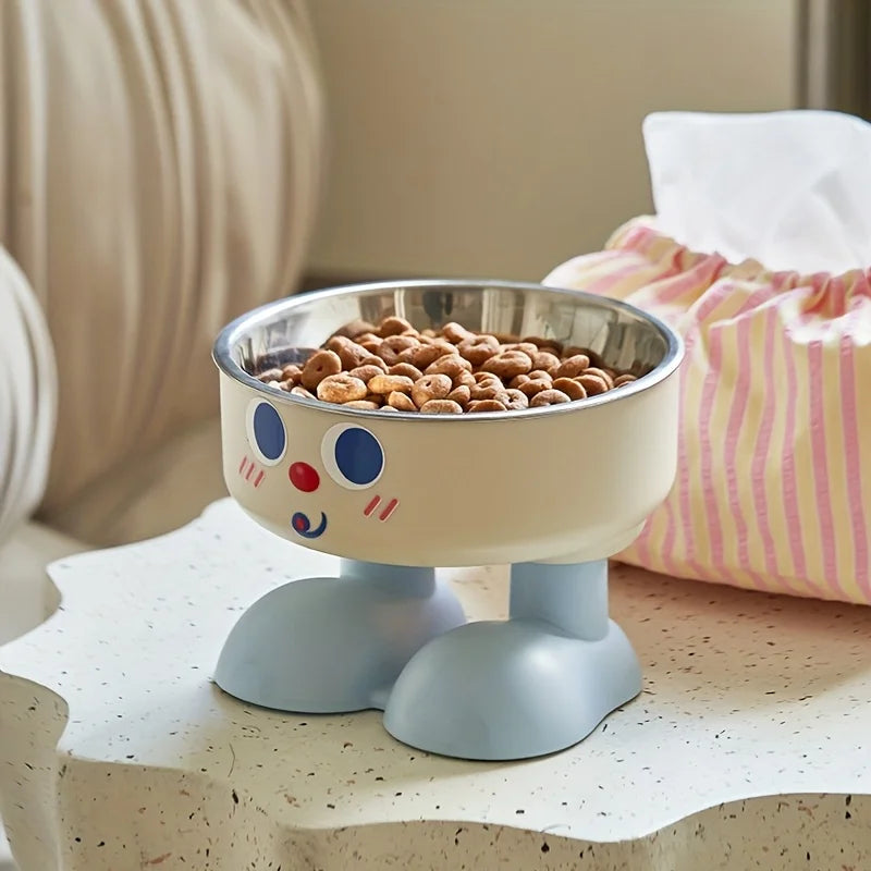 Elevated Stainless Steel Pet Bowl Anti-Tip Non-Slip Chew-Proof