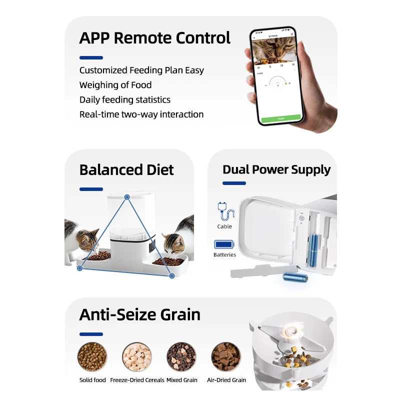 Automatic Double Pet Feeder 6L Capacity with Smart Timer - WHITE