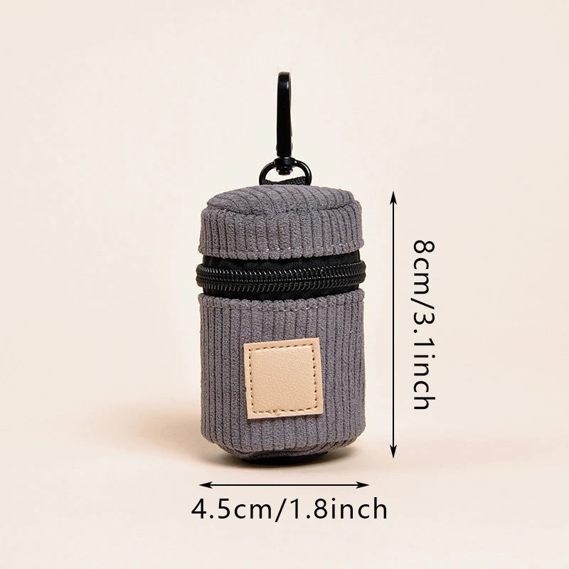 Portable Premium Corduroy Pet Poop Bag Dispenser