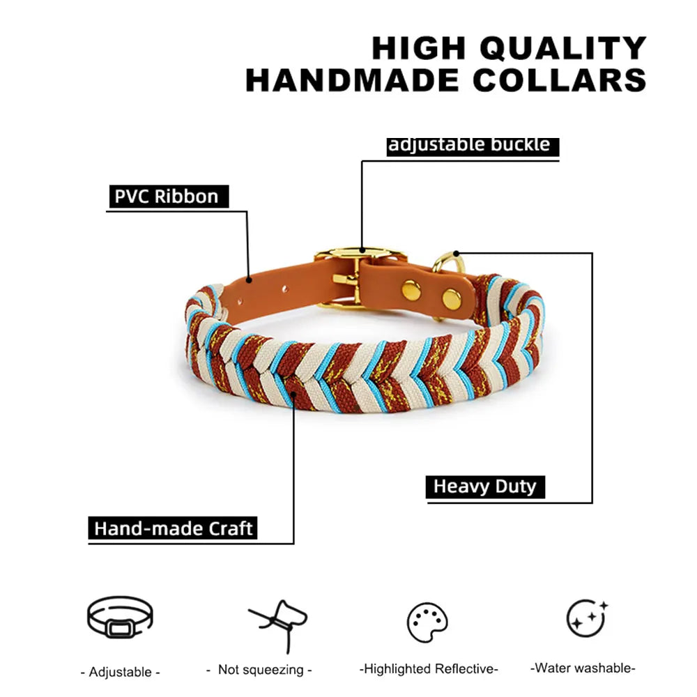 Premium Fashion Dog Collar Handmade Knitting Adjustable Washable