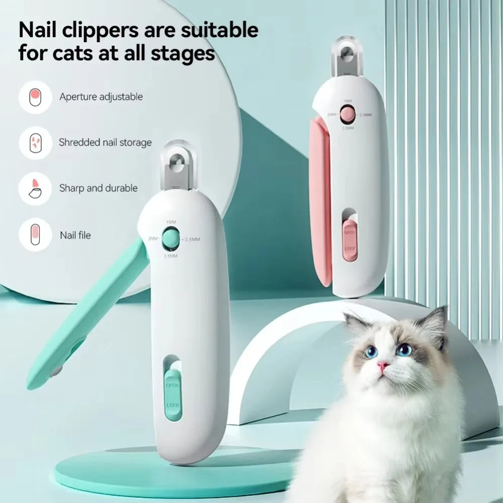 Professional Pet Nail Clippers and File with Adjustable Sizing Tool