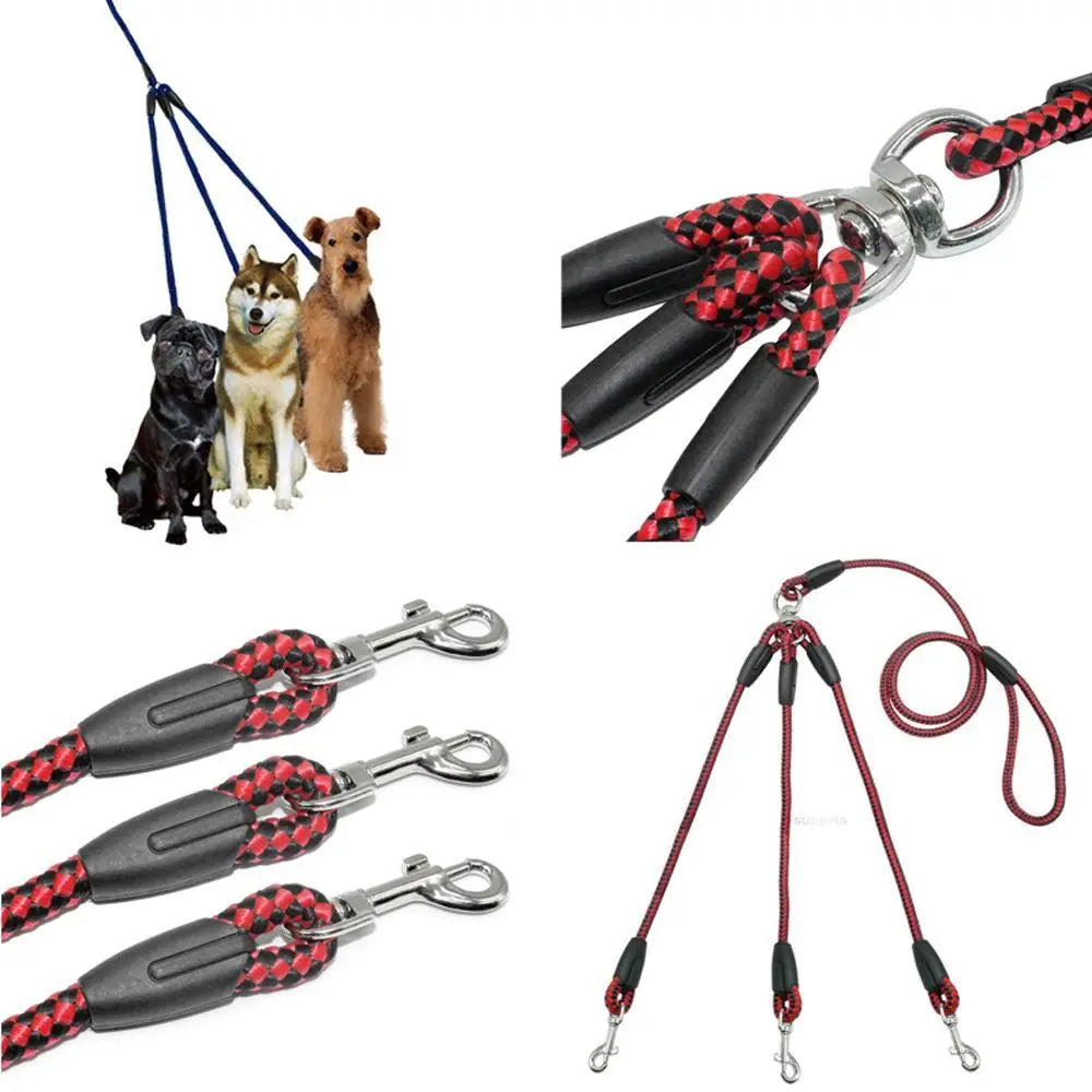 Triple Durable 3 Way Safety Rope Pet Leashes with Comfort Handle