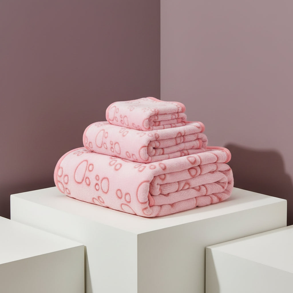Soft Fluffy High Quality Pet Blanket Pink Cute Paw Print