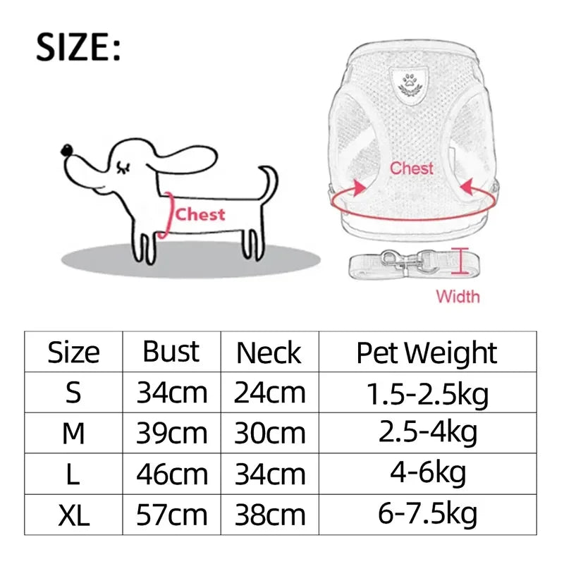 Cat Mesh Harness Vest and Leash Adjustable