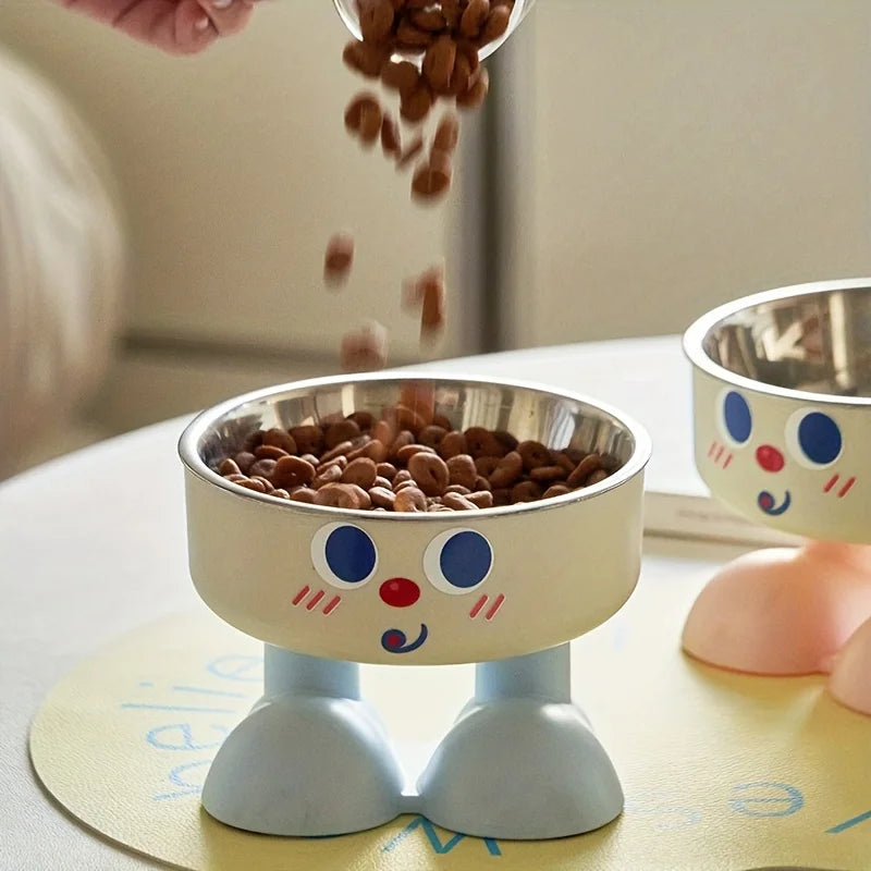 Elevated Stainless Steel Pet Bowl Anti-Tip Non-Slip Chew-Proof