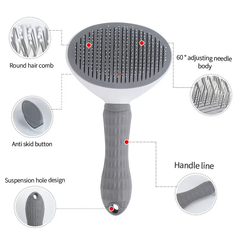 Self Cleaning Pet Grooming Massage Brush for Hair Removal