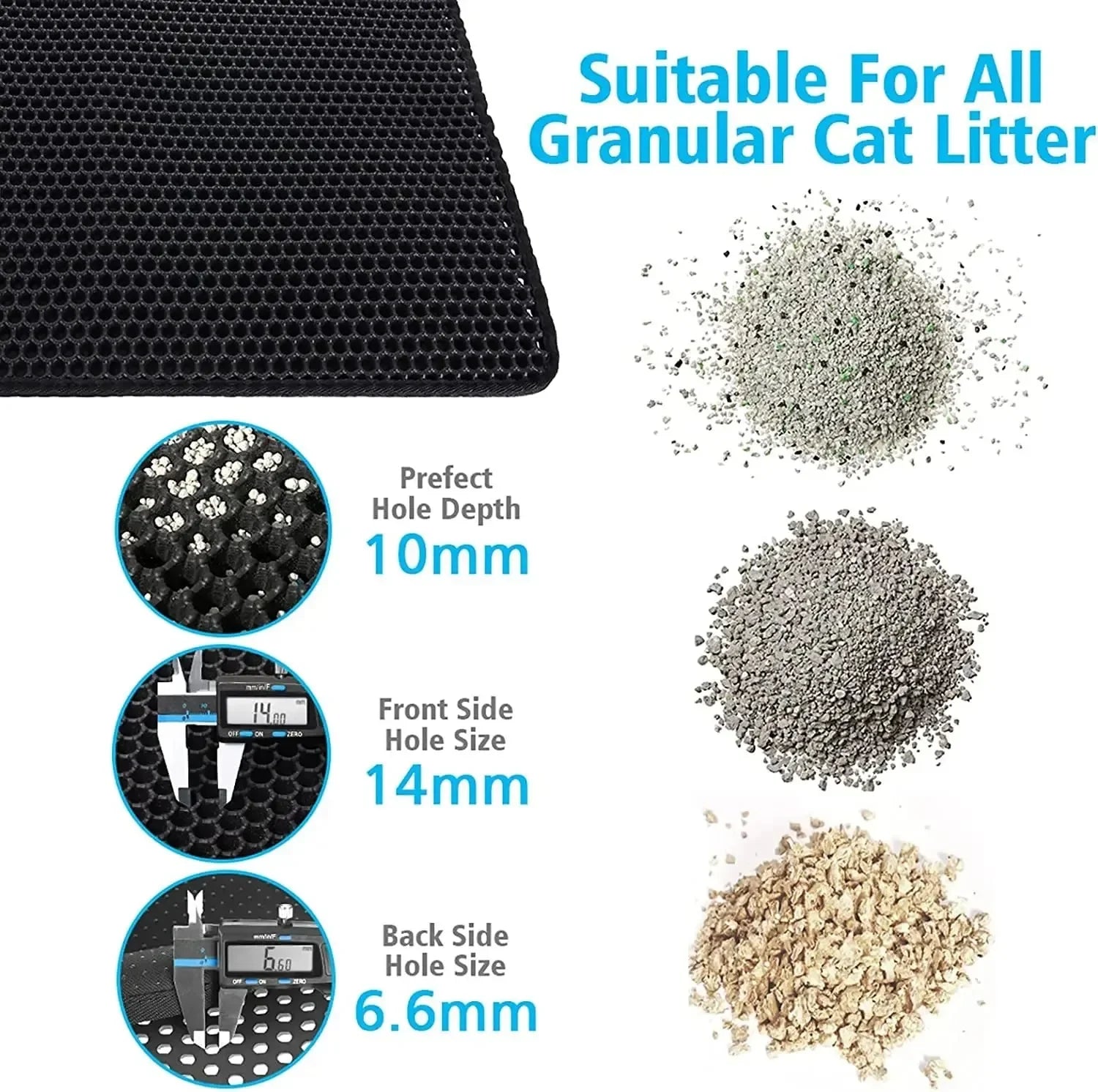 Cat Litter Mat 2-Layer Sand Trapping Waterproof Base Non-Slip