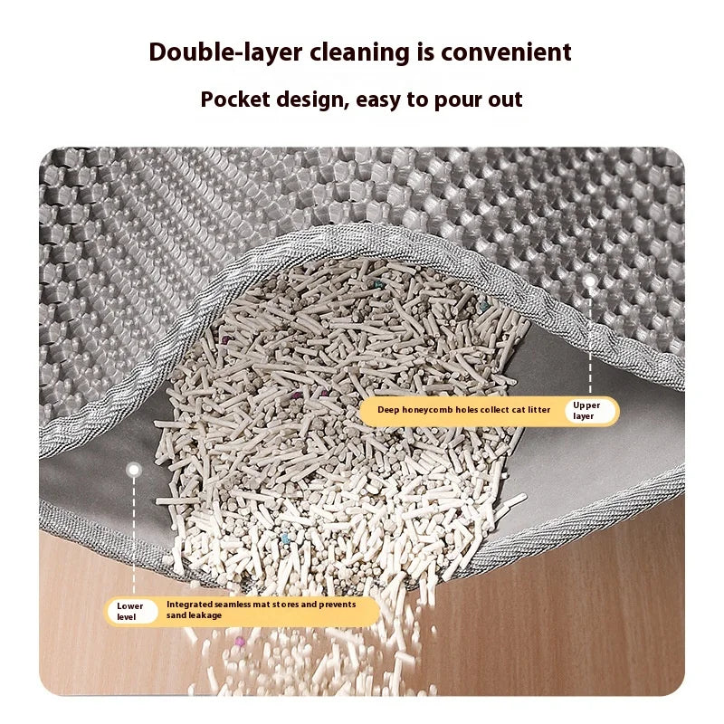 Cat Litter Mat 2-Layer Sand Trapping Waterproof Base Non-Slip