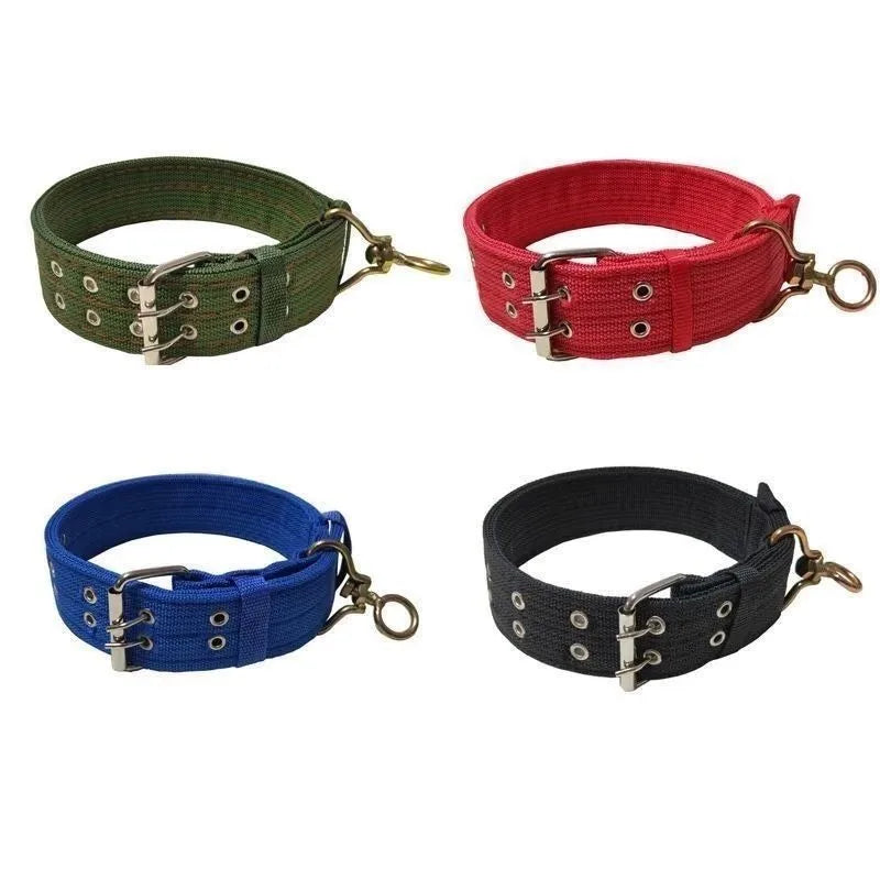 Wide Heavy Duty Dog Collar, Double-Row Stitching Padded Collar with Metal Buckle