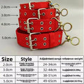 Wide Heavy Duty Dog Collar, Double-Row Stitching Padded Collar with Metal Buckle