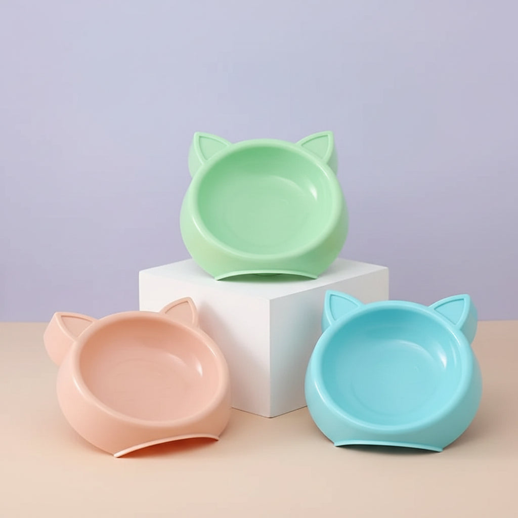 Cat-Shaped Pet Bowl Non-Slip Easy to Clean