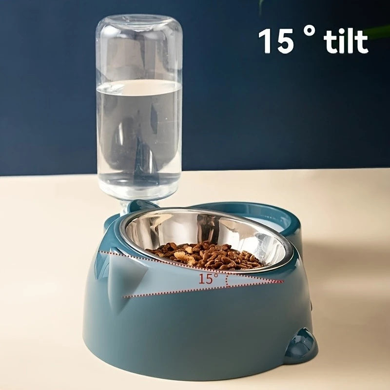 Cat Shaped Pet Bowl and Water Dispenser Set