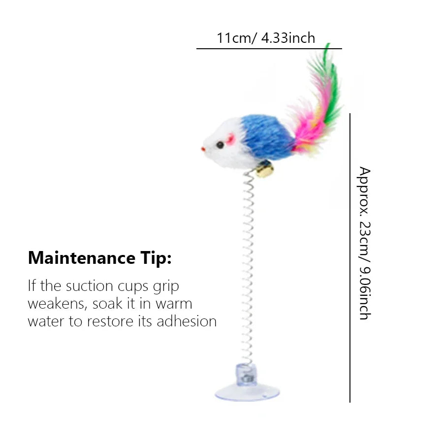 Swinging Mouse Toy with Suction Cup and Bell Interactive Cat Toy