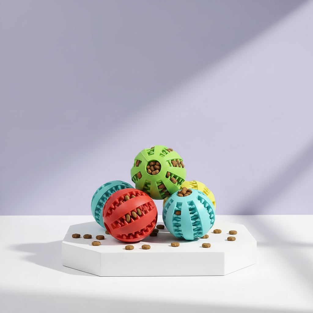 Interactive Dry Food Rubber Ball Toy for Dogs and Cats
