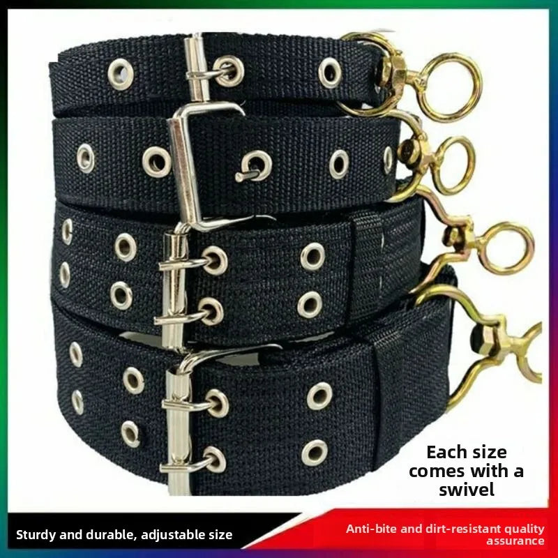 Wide Heavy Duty Dog Collar, Double-Row Stitching Padded Collar with Metal Buckle