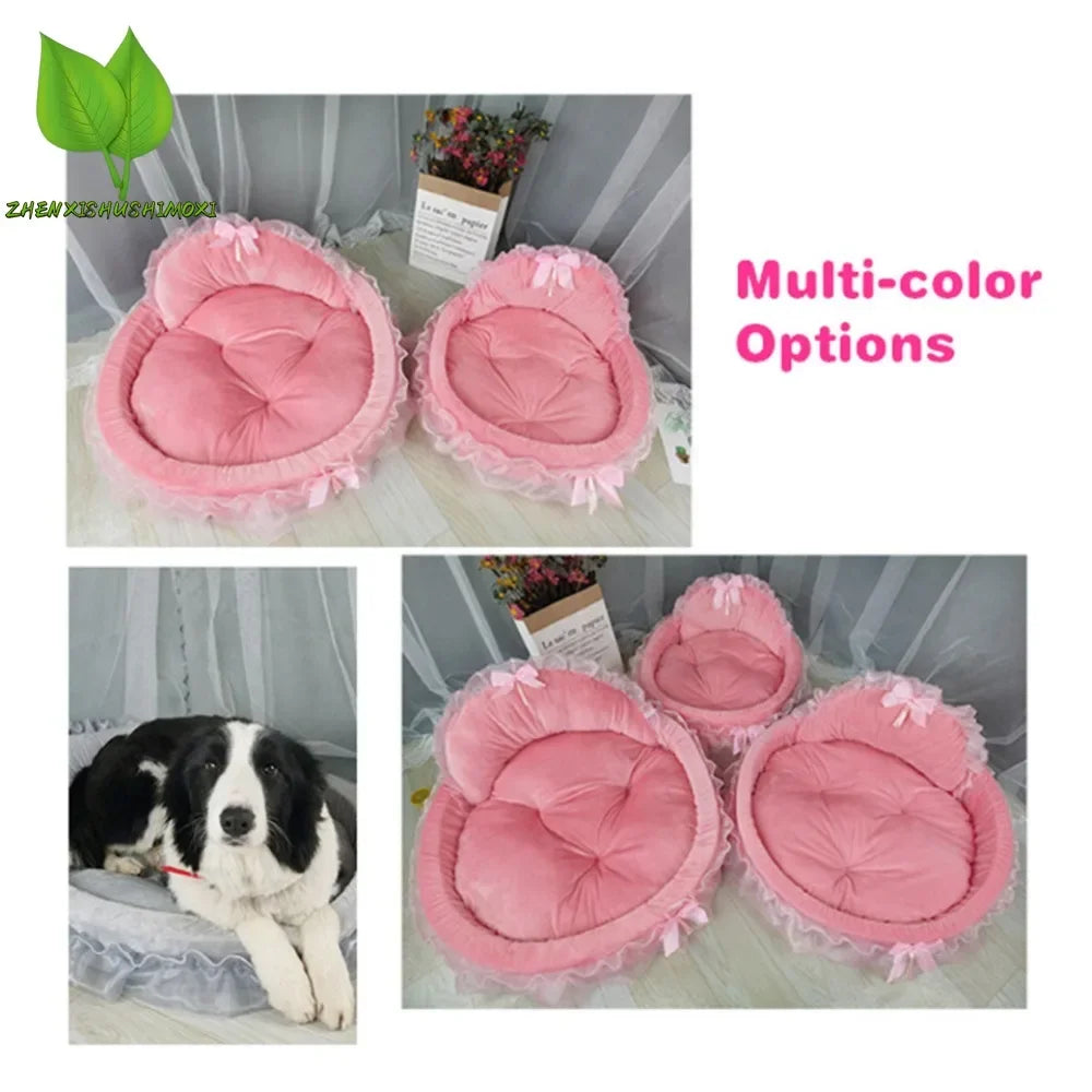Dreamy Lace Bow Pet Elegant Cozy Nest Bed
