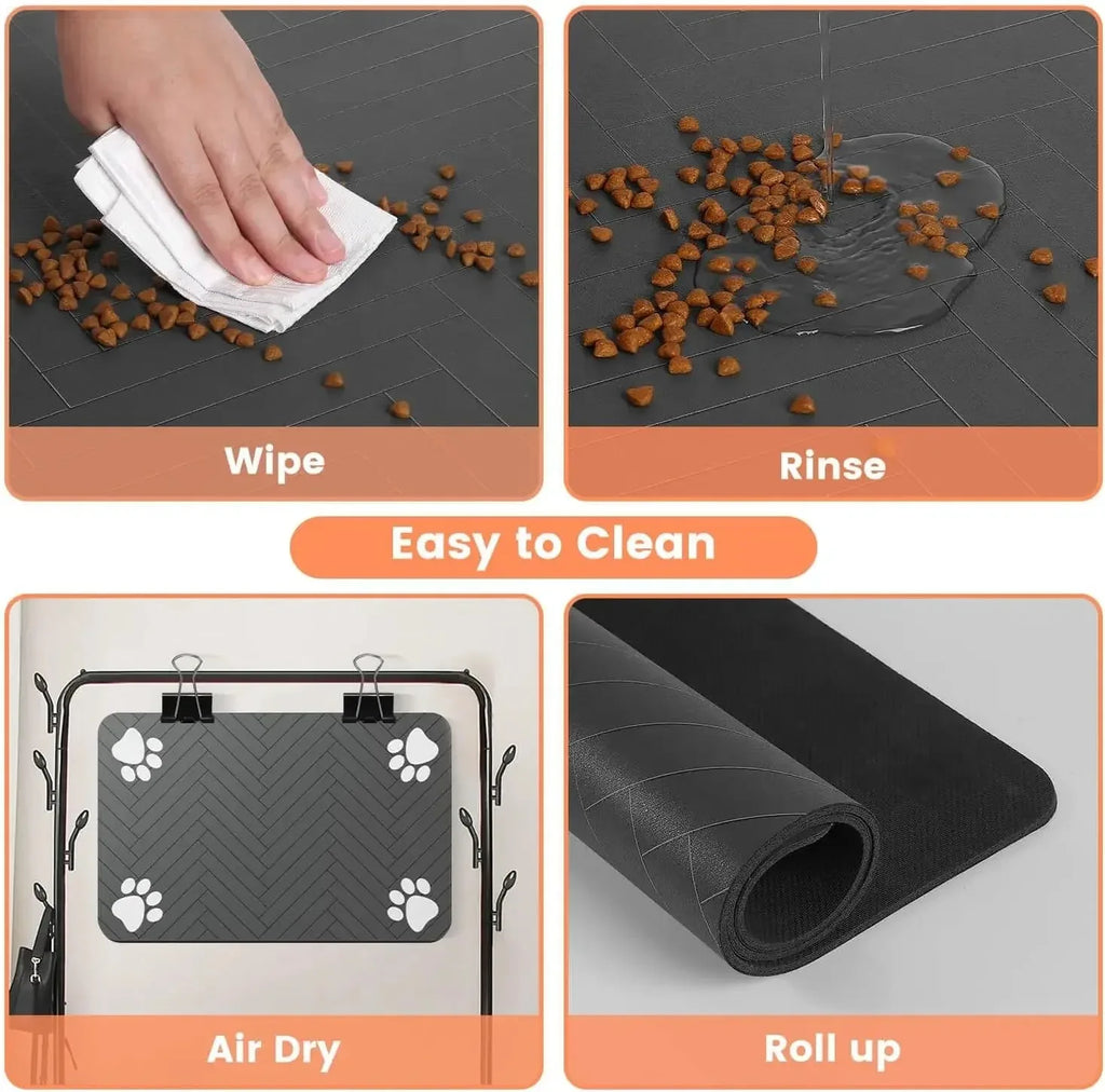 Super Absorbent Pet Bowl Quick Dry Placemat Rubber Backing