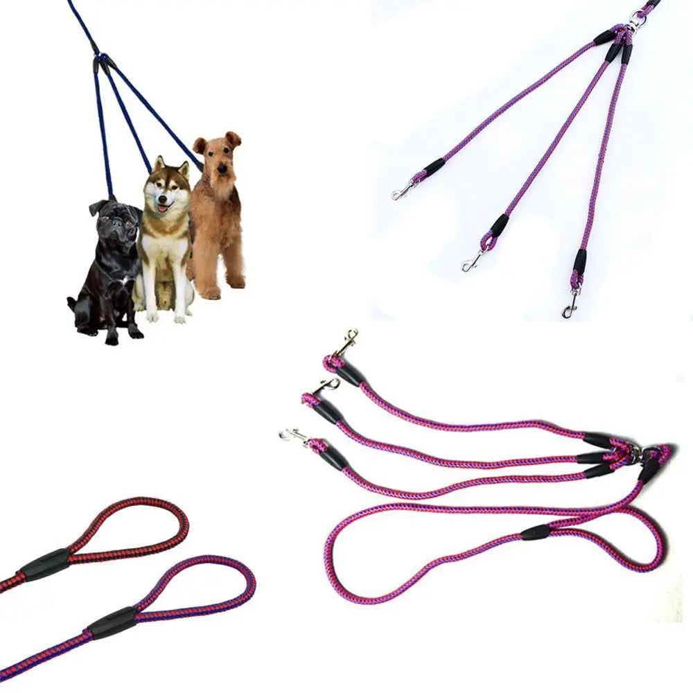 Triple Durable 3 Way Safety Rope Pet Leashes with Comfort Handle