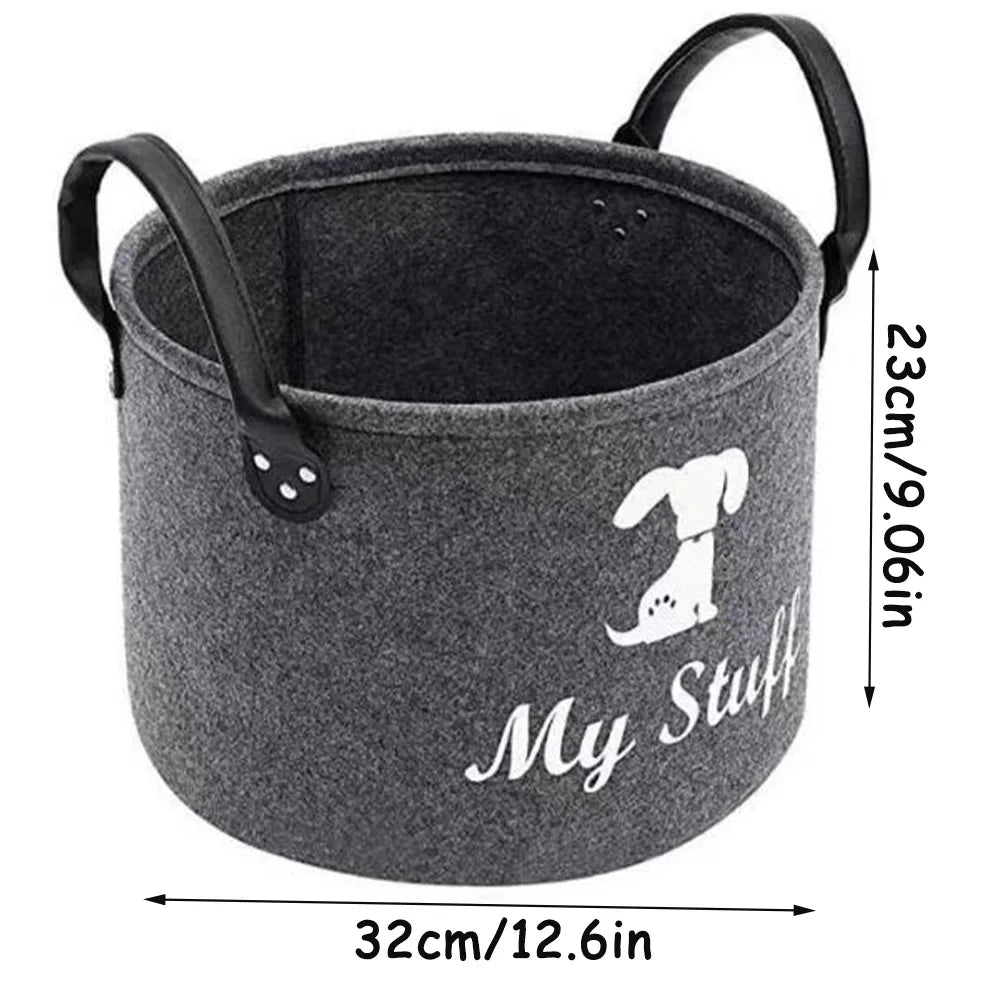 Felt Dog Toy Storage Basket for Organizing Pet Supplies