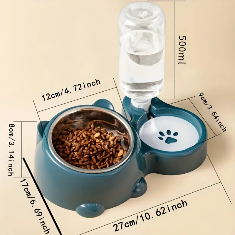 Cat Shaped Pet Bowl and Water Dispenser Set