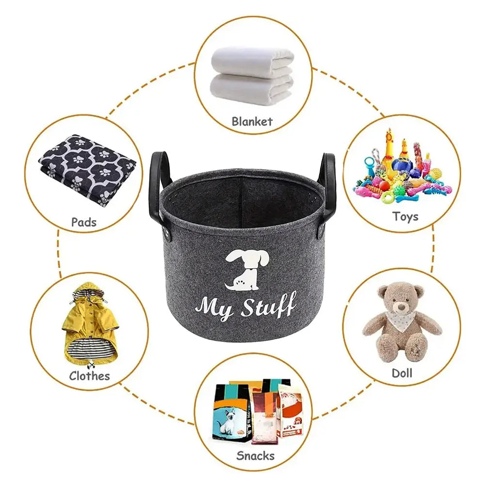 Felt Dog Toy Storage Basket for Organizing Pet Supplies