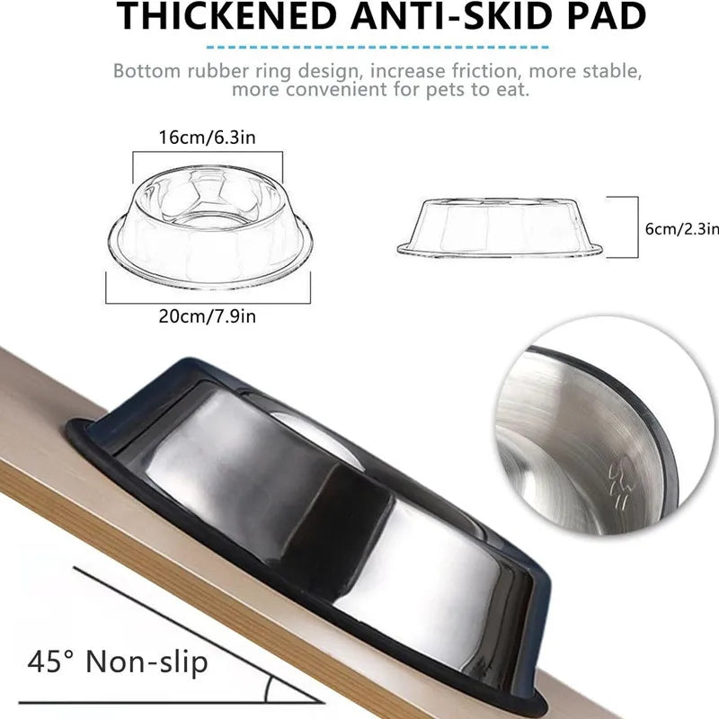 Premium Stainless Steel Round Pet Bowl Anti-tip