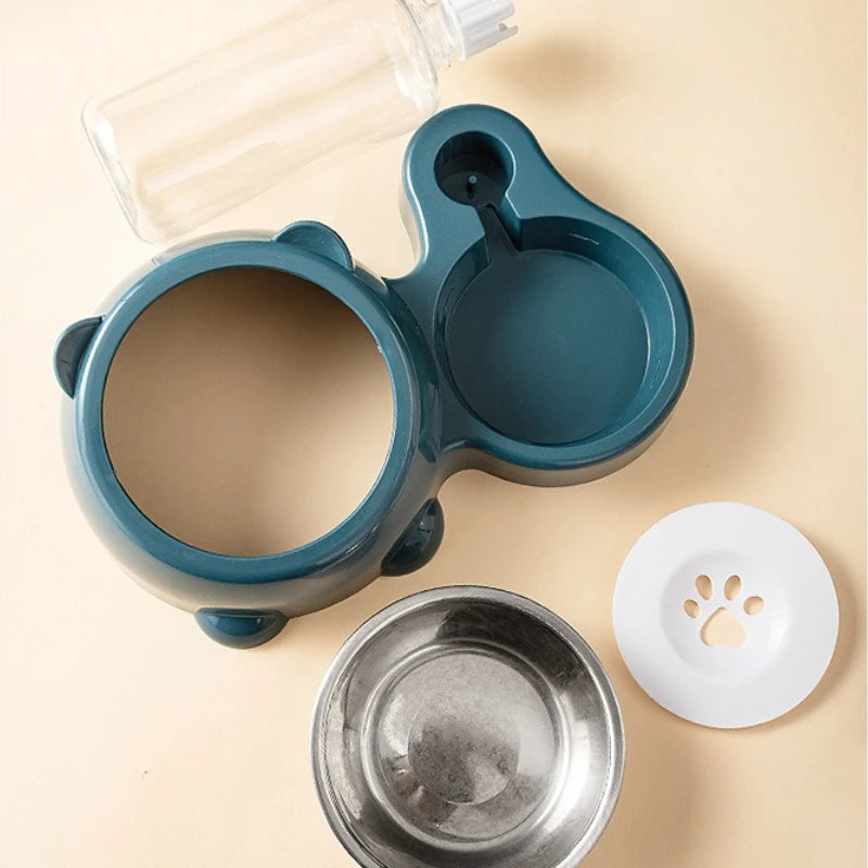 Cat Shaped Pet Bowl and Water Dispenser Set