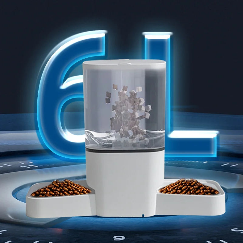 Automatic Double Pet Feeder 6L Capacity with Smart Timer - WHITE