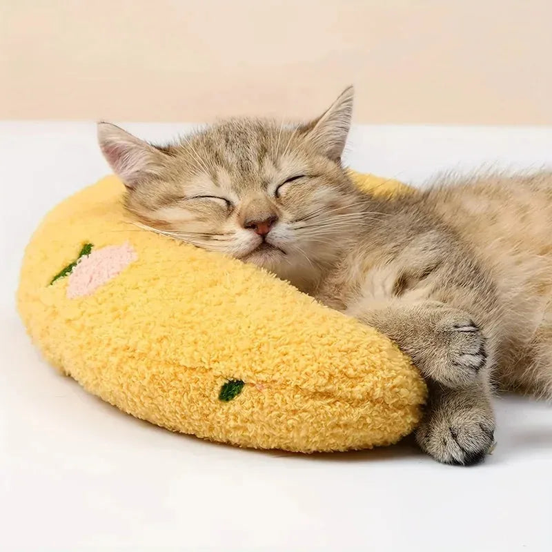 U-Shaped Cat Pillow Soft Plush Neck Support with Embroidery