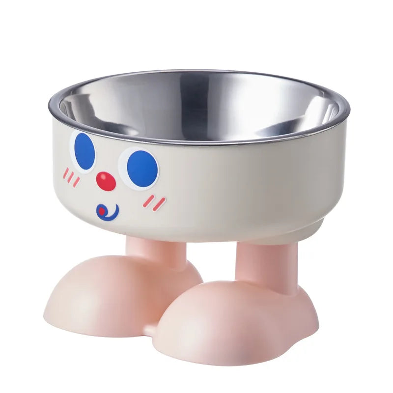 Elevated Stainless Steel Pet Bowl Anti-Tip Non-Slip Chew-Proof