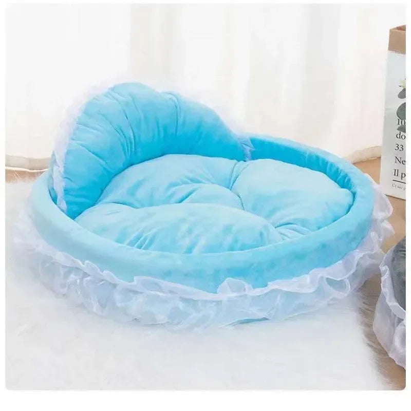 Dreamy Lace Bow Pet Elegant Cozy Nest Bed