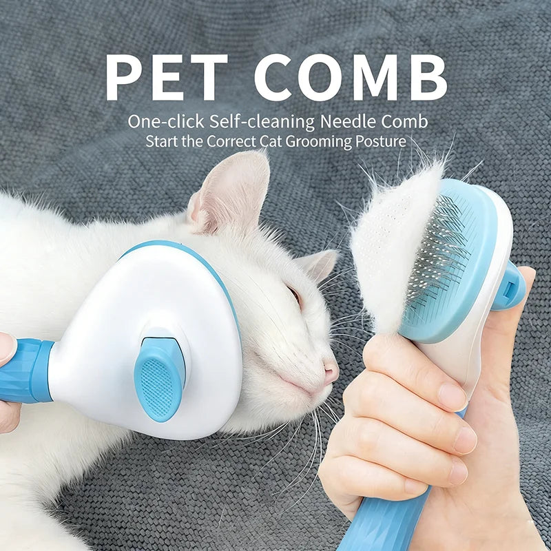Self Cleaning Pet Grooming Massage Brush for Hair Removal
