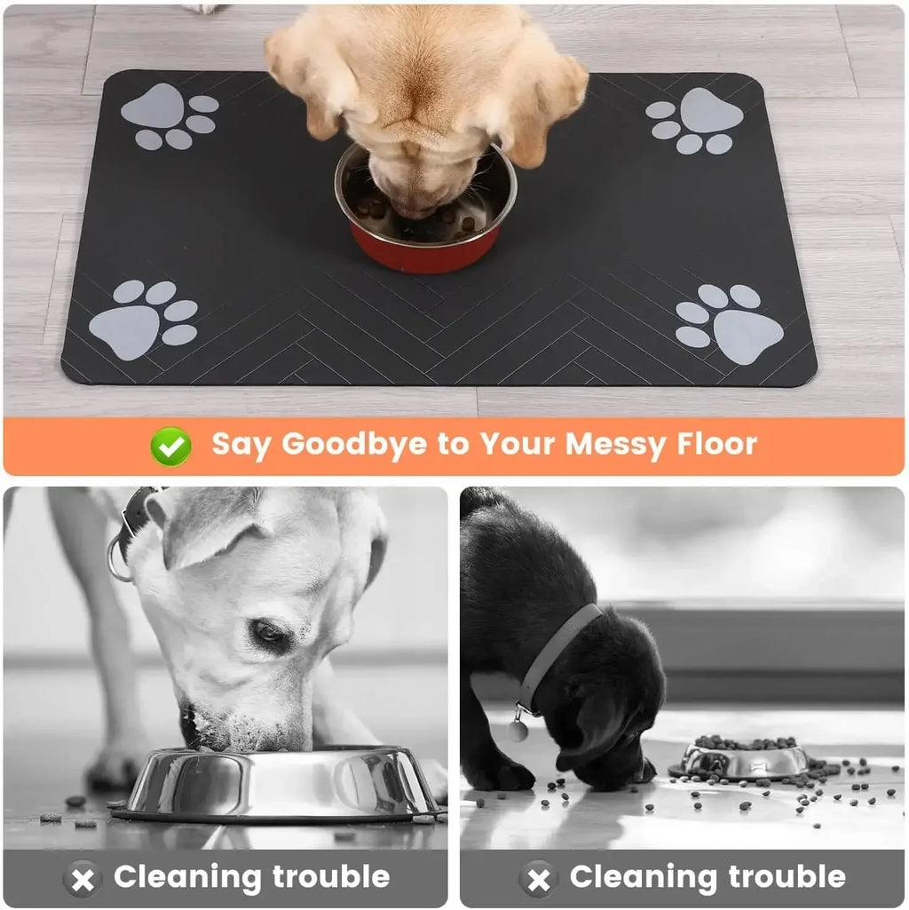 Super Absorbent Pet Bowl Quick Dry Placemat Rubber Backing