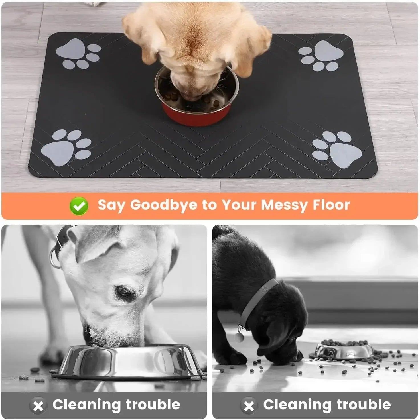 Super Absorbent Pet Bowl Quick Dry Placemat Rubber Backing