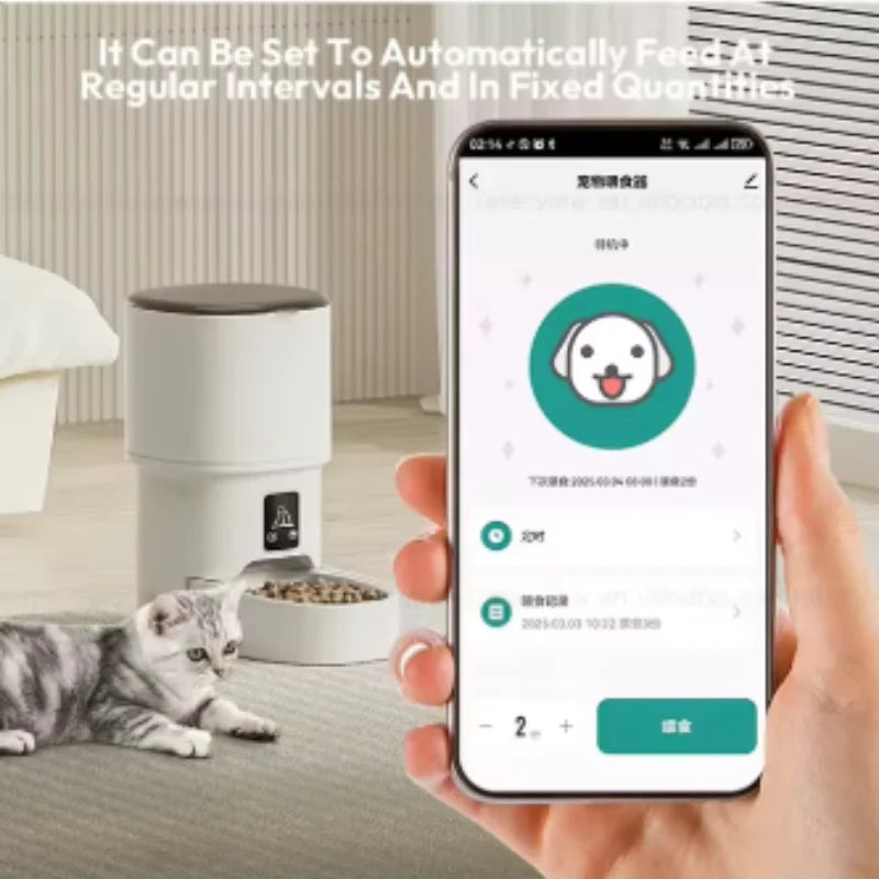 4L Automatic Pet Feeder WiFi or Button Enabled Cat And Dog Food Smart Dispenser
