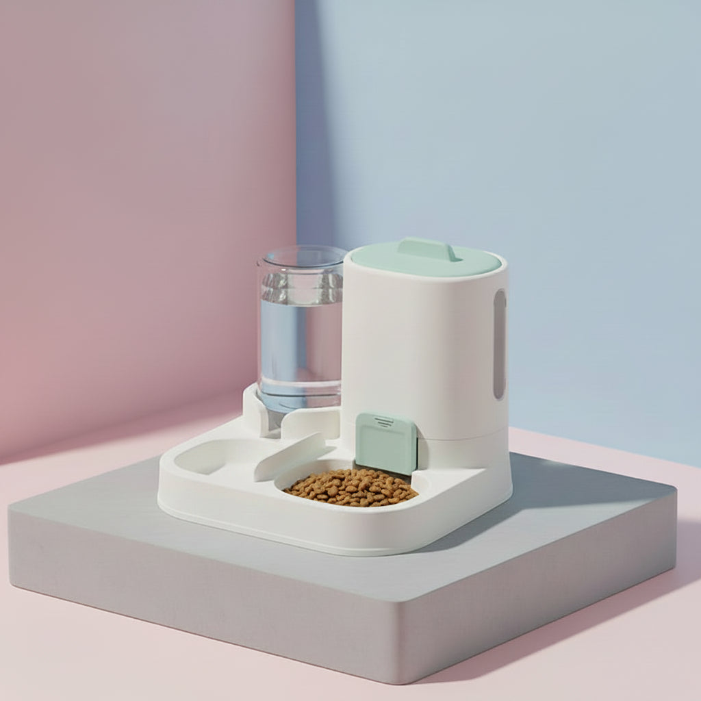 Automatic Gravity Pet Feeder And Water Dispenser Two-in-One Bowl Large Capacity