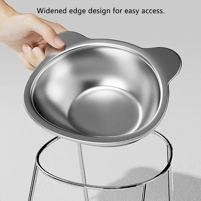 Elevated Stainless Steel Pet Bowl with 15° Tilt Neck Guard Healthy Posture