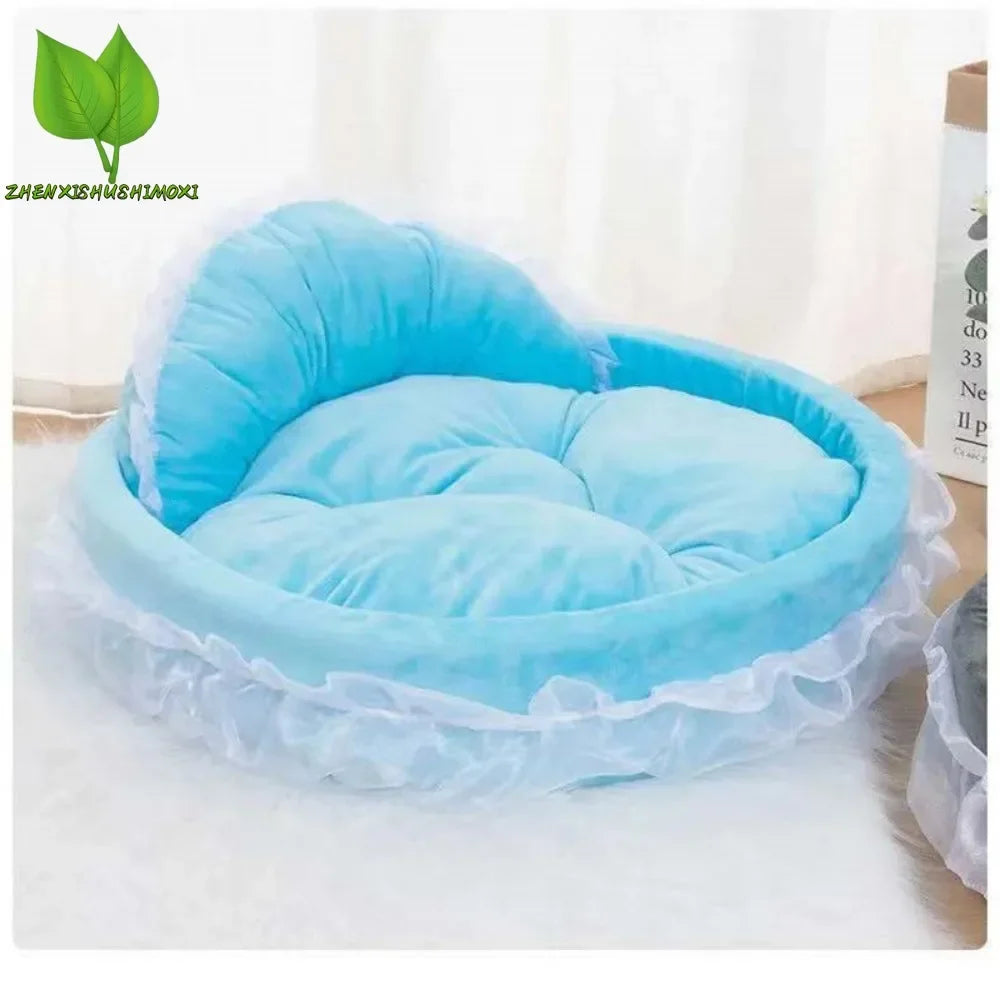 Dreamy Lace Bow Pet Elegant Cozy Nest Bed