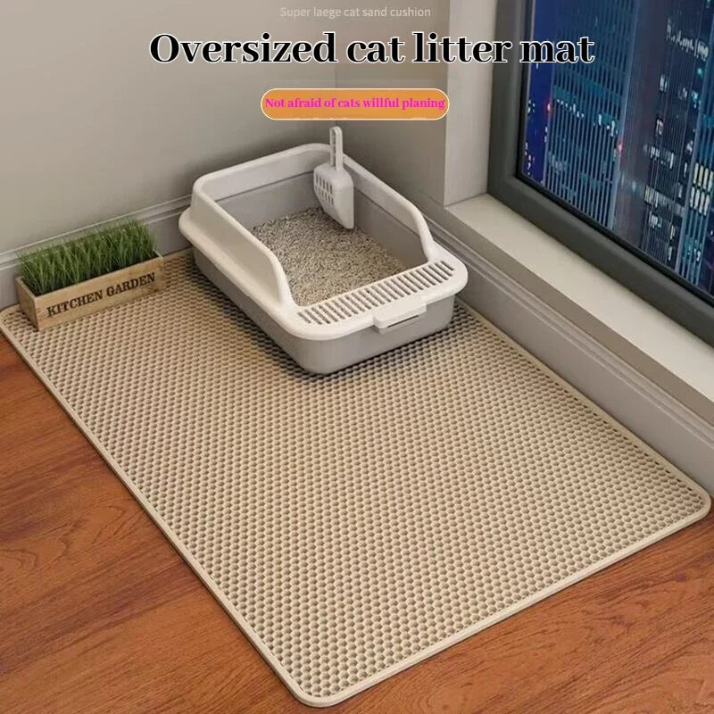 Cat Litter Mat 2-Layer Sand Trapping Waterproof Base Non-Slip
