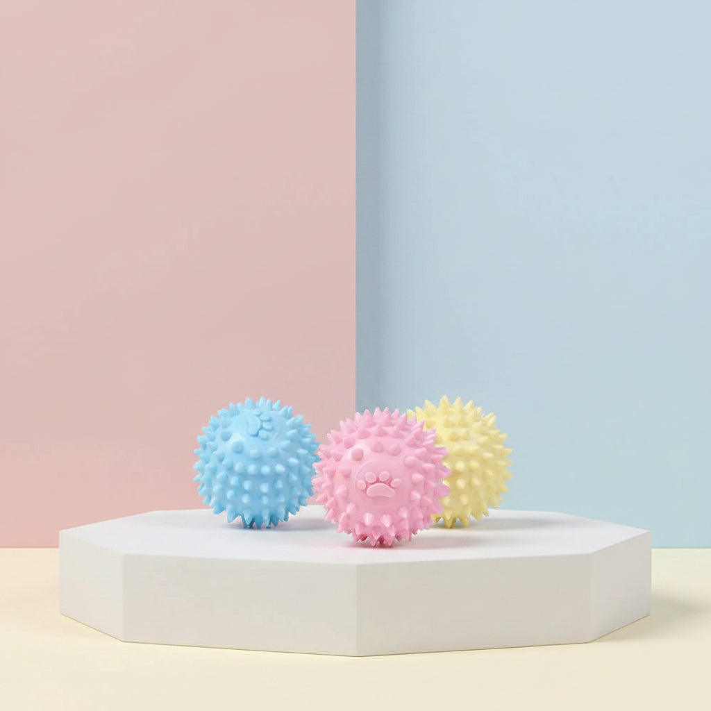 Dog Chew Spiked Ball Toy for Teeth Cleaning and Strength 1pc