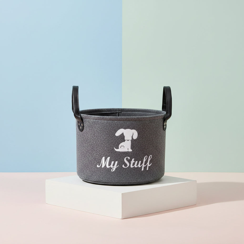 Felt Dog Toy Storage Basket for Organizing Pet Supplies