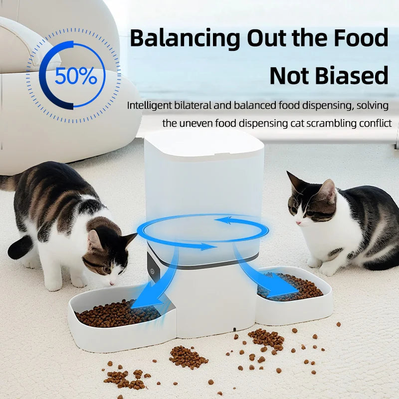 Automatic Double Pet Feeder 6L Capacity with Smart Timer - WHITE