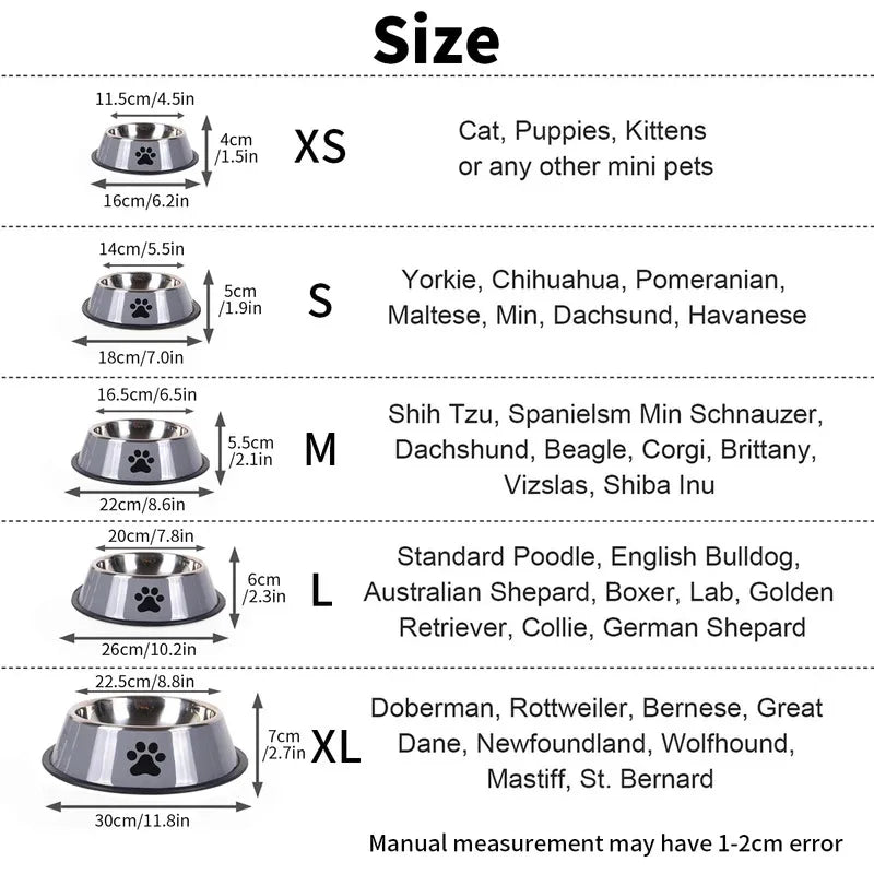 Premium Stainless Steel Round Pet Bowl Anti-tip