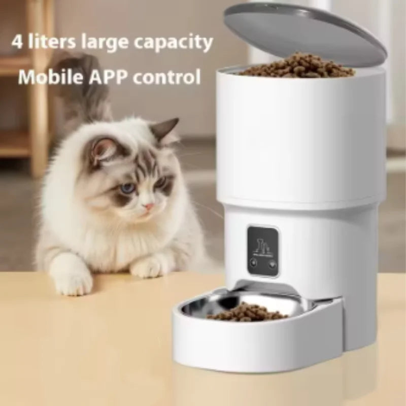 4L Automatic Pet Feeder WiFi or Button Enabled Cat And Dog Food Smart Dispenser