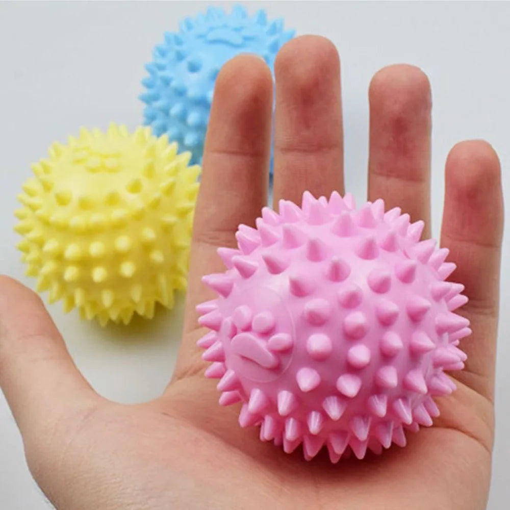 Dog Chew Spiked Ball Toy for Teeth Cleaning and Strength 1pc