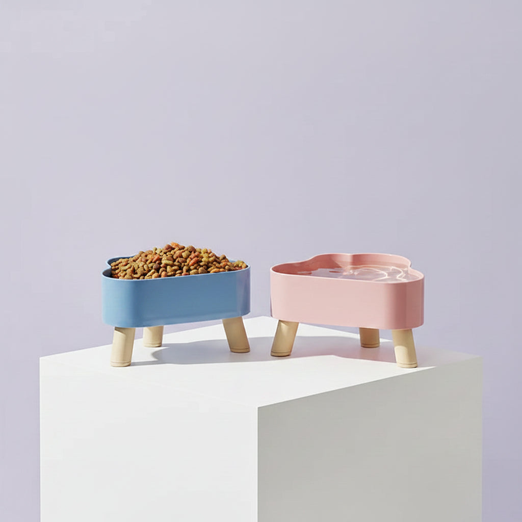 Elevated Cloud Shaped Pet Bowl Basin Easy Clean