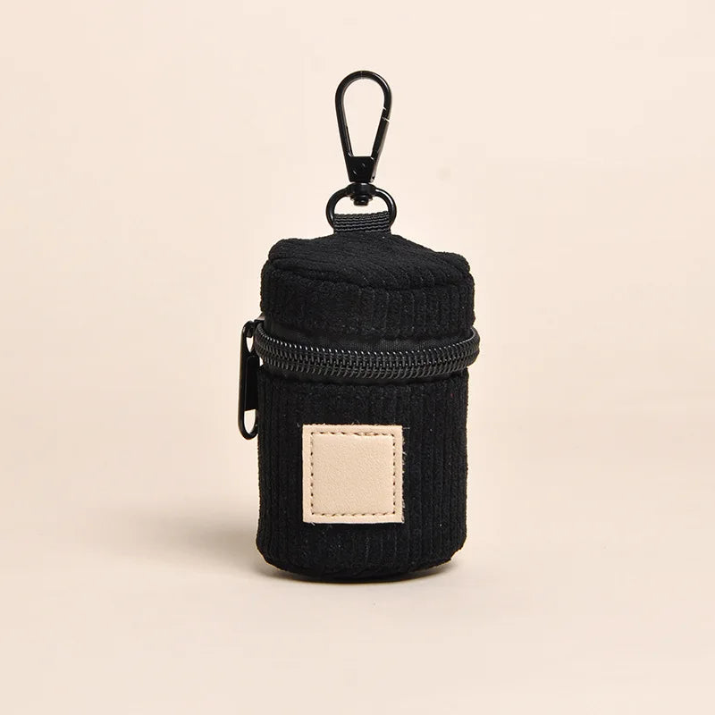 Portable Premium Corduroy Pet Poop Bag Dispenser