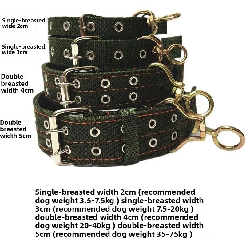 Wide Heavy Duty Dog Collar, Double-Row Stitching Padded Collar with Metal Buckle